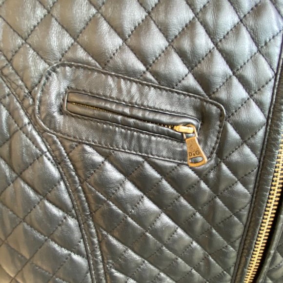 Dolce & Gabbana quilted black leather motorcycle bomber jacket sz IT 40 US 4 - Picture 5 of 11